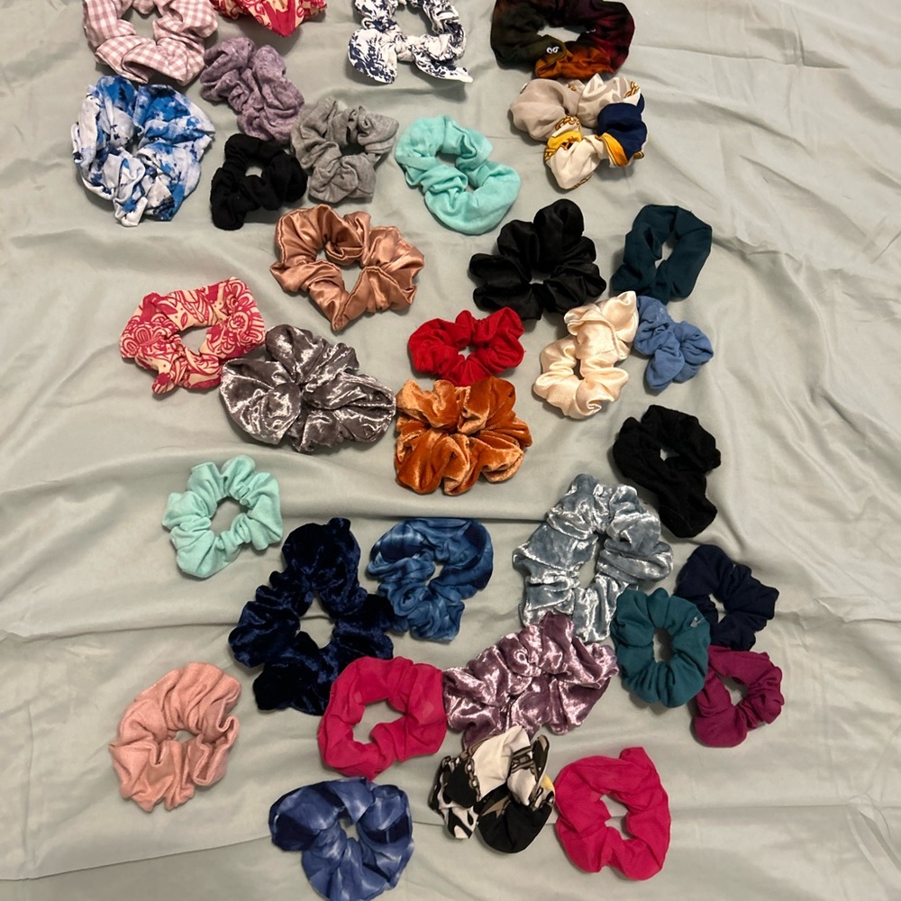 Colorful Velvet and Fabric Scrunchies Set